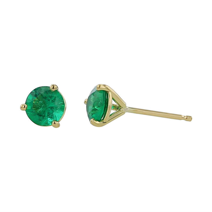 18K Yellow Gold Zambian Emerald Stud Earrings