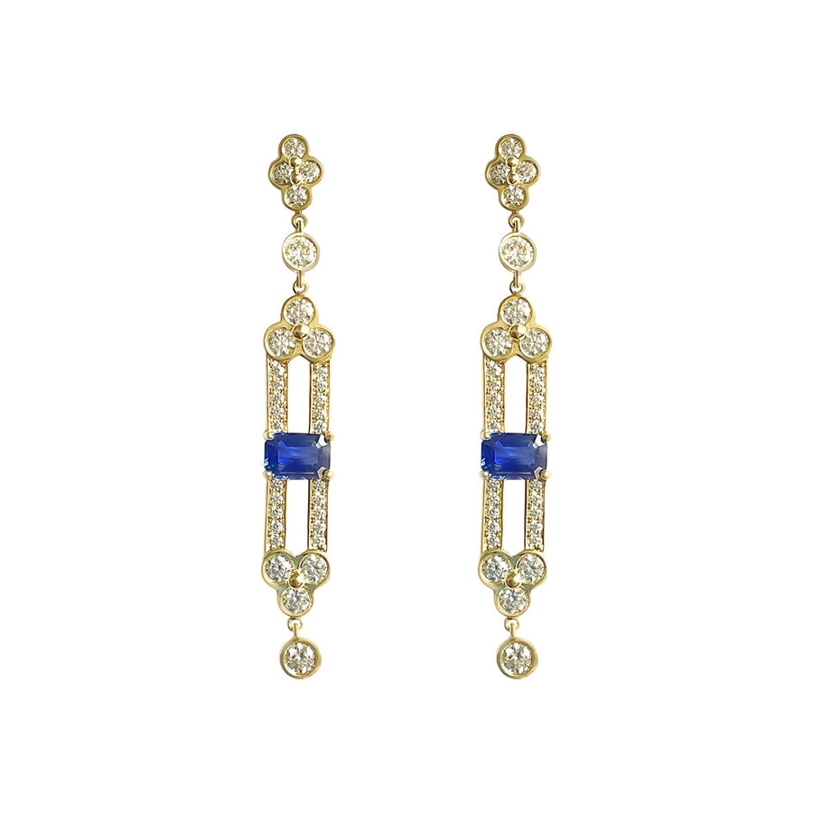 Sapphire and Diamond Lace Dangle Earrings