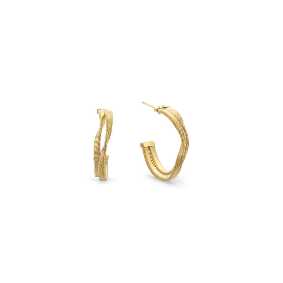 18K Yellow Gold Two Row Hoop Earrings