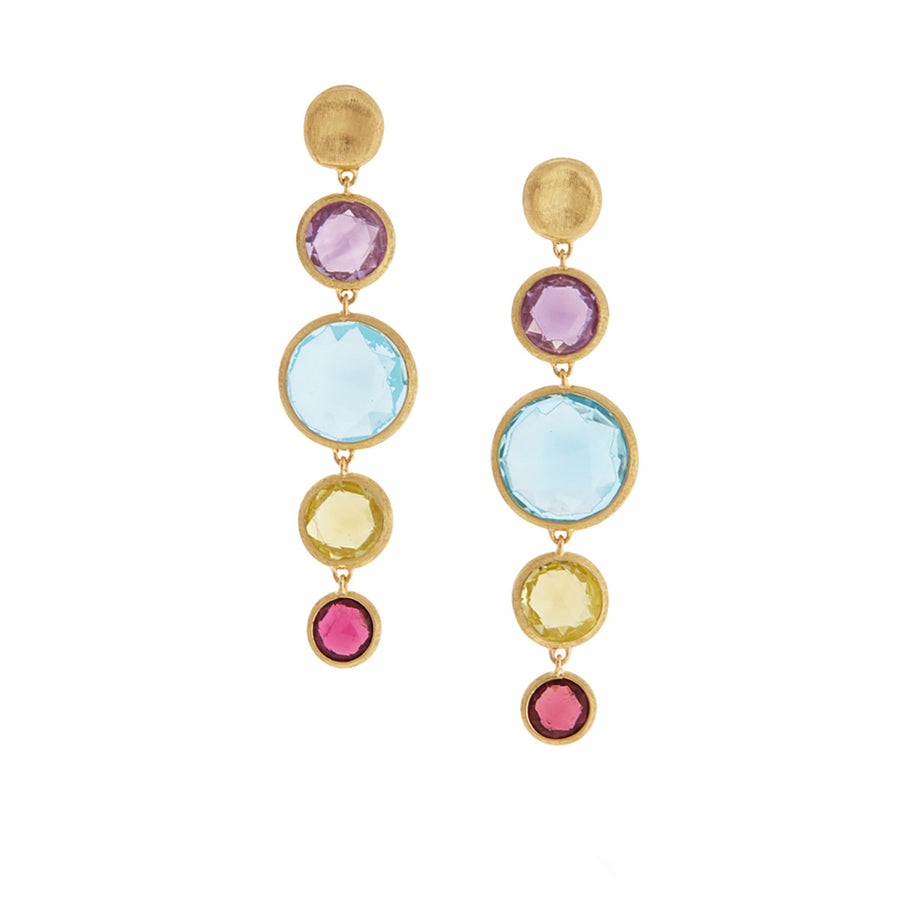 18K Yellow Gold and Mixed Gemstone Drop Earrings