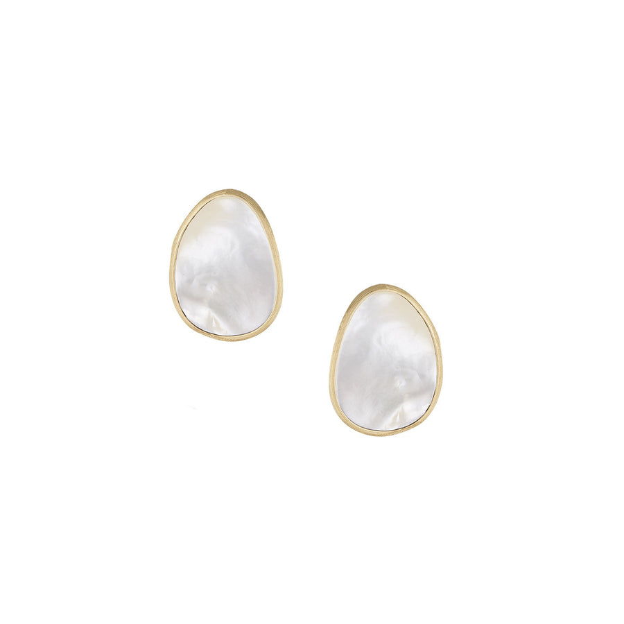 18K Yellow Gold Mother Of Pearl Stud Earrings