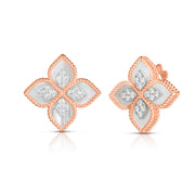 Princess Flower Mother of Pearl and Diamond Stud Earrings