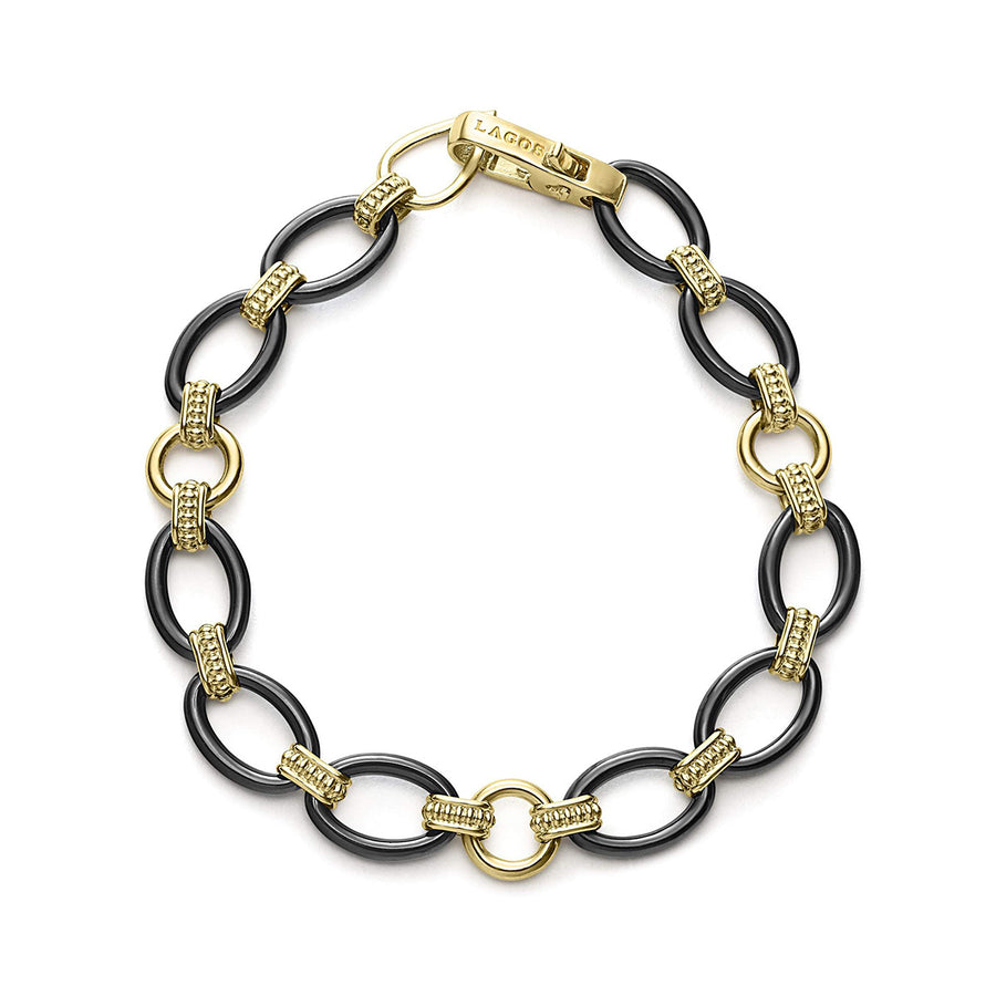 18k Gold and Black Ceramic Link Bracelet