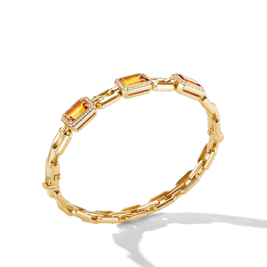 Novella Three Stone Bracelet in 18K Yellow Gold with Madeira Citrine and Diamonds