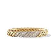 Sculpted Cable Bracelet in 18K Yellow Gold with Pave Diamonds