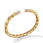 Cable Edge Bracelet in Recycled 18K Yellow Gold with Pave Diamonds