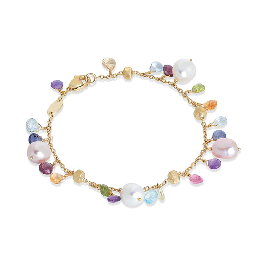Mixed Gemstone and Pearl Single Strand Bracelet