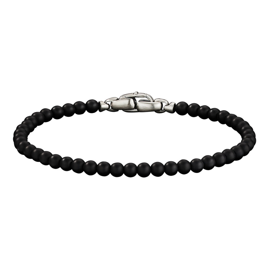 Spiritual Bead Bracelet in Sterling Silver with Black Onyx