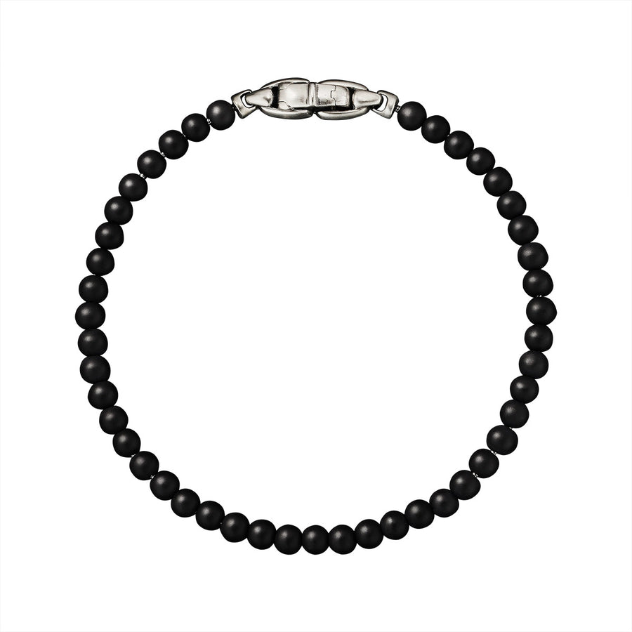 Spiritual Bead Bracelet in Sterling Silver with Black Onyx