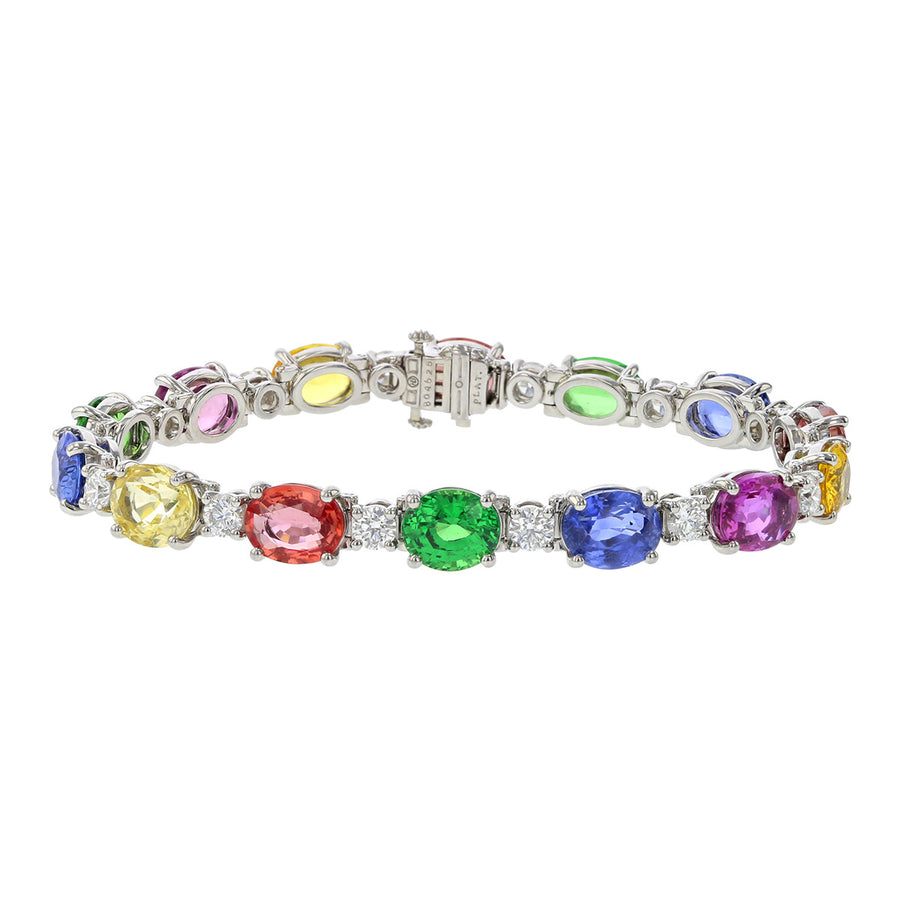 Multi-color Sapphire, Tsavorite and Diamond Bracelet
