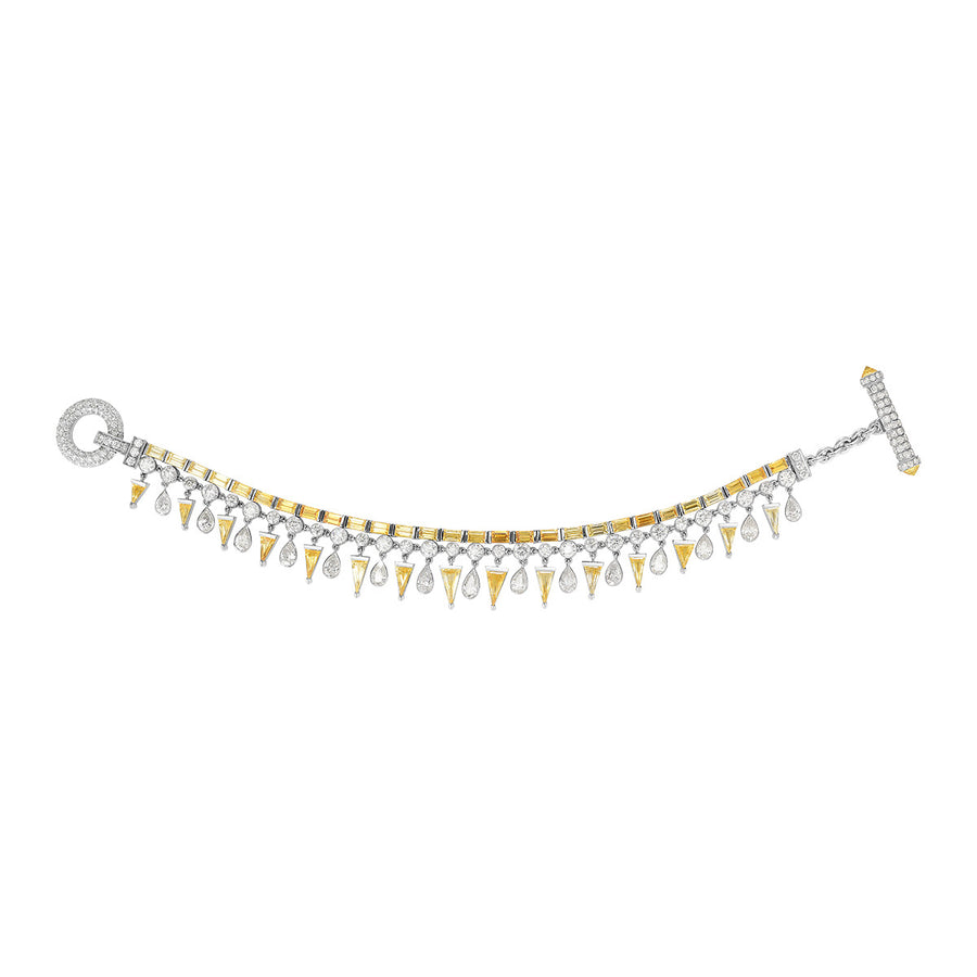 Platinum Yellow Sapphire and Diamond Bracelet