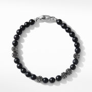 Spiritual Beads Bracelet in Sterling Silver with Pave Black Diamonds