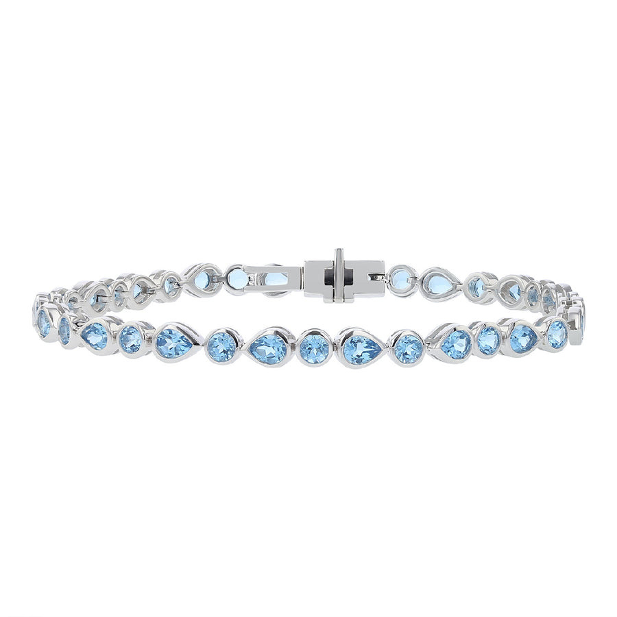 Blue Topaz 14K White Gold Bracelet