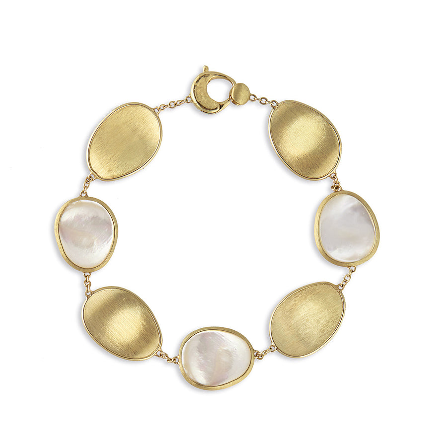 18K Yellow Gold White Mother of Pearl Bracelet
