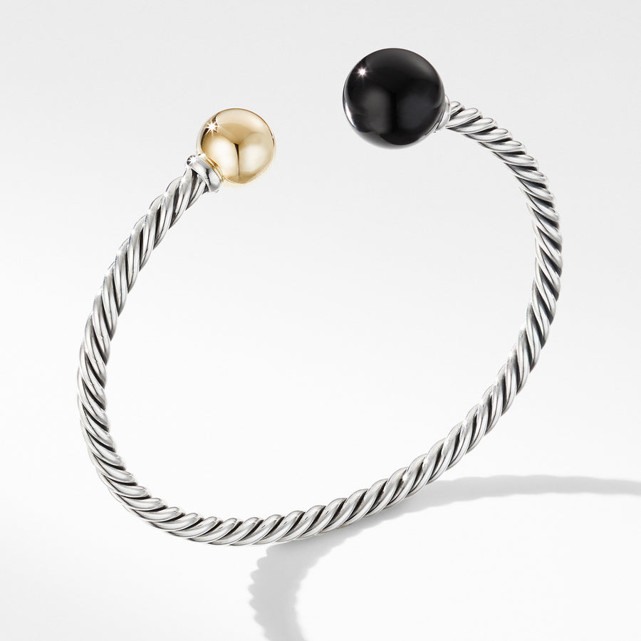 Solari XL Cable Bracelet with Black Onyx, Gold Dome and 14K Yellow Gold