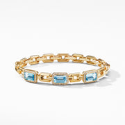 Novella Three Stone Bracelet in 18K Yellow Gold with Blue Topaz and Diamonds