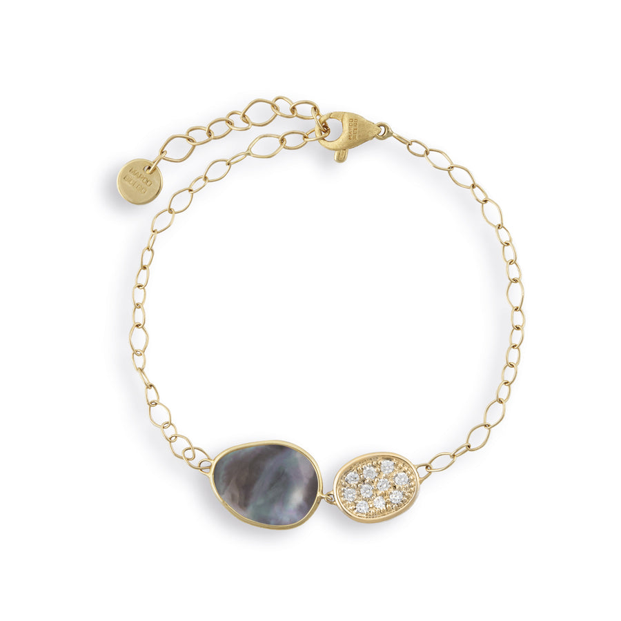 18K Yellow Gold and Diamond Black Mother of Pearl Bracelet
