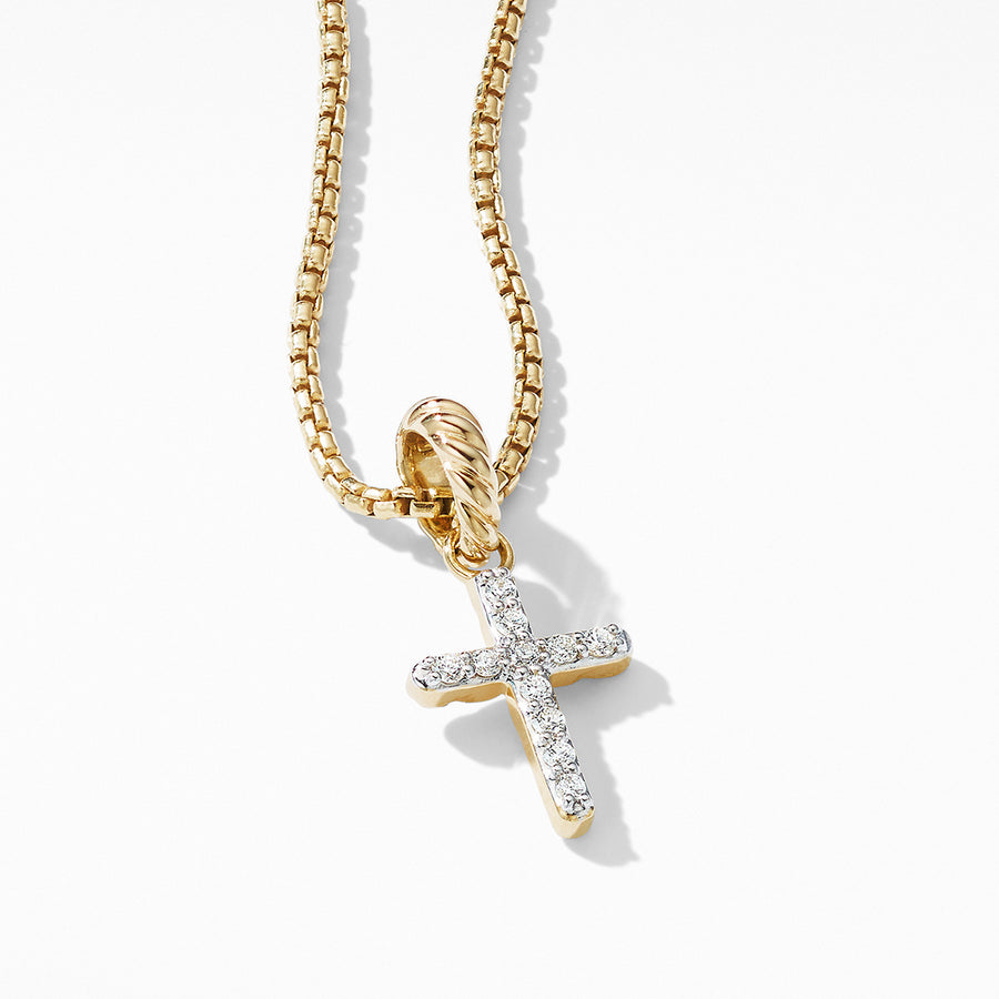 Cable Collectibles Cross Pendant in 18K Yellow Gold with Diamonds