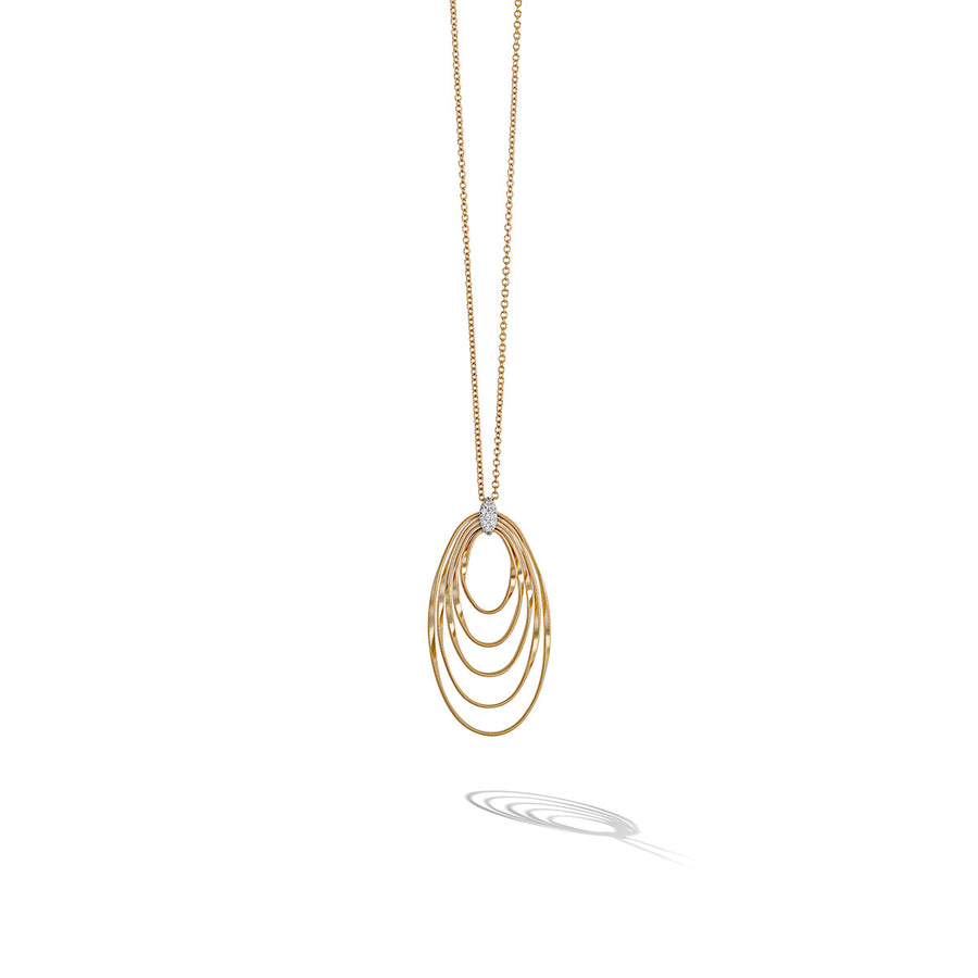 18K Yellow Gold and Diamond Concentric Large Pendant