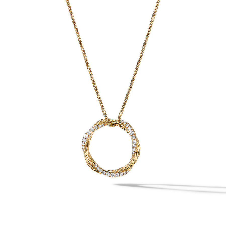 Petite Infinity Pendant Necklace in 18K Yellow Gold with Pave Diamonds