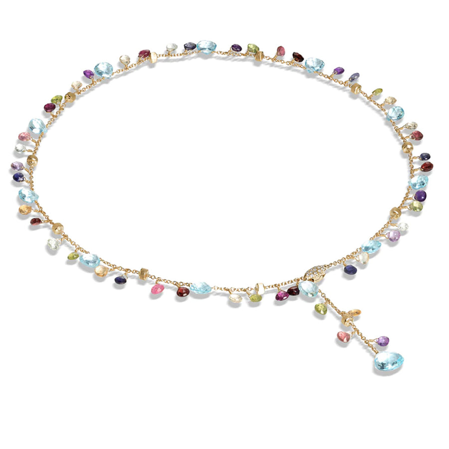 Blue Topaz and Mixed Gemstone Lariat Necklace