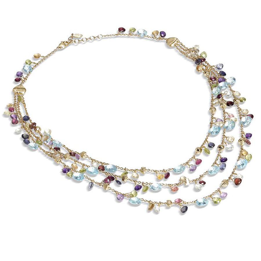 Blue Topaz and Mixed Gemstone Triple Strand Necklace