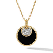 Convertible Pendant Necklace in 18K Yellow Gold with Black Onyx, Mother of Pearl and Pave Diamonds
