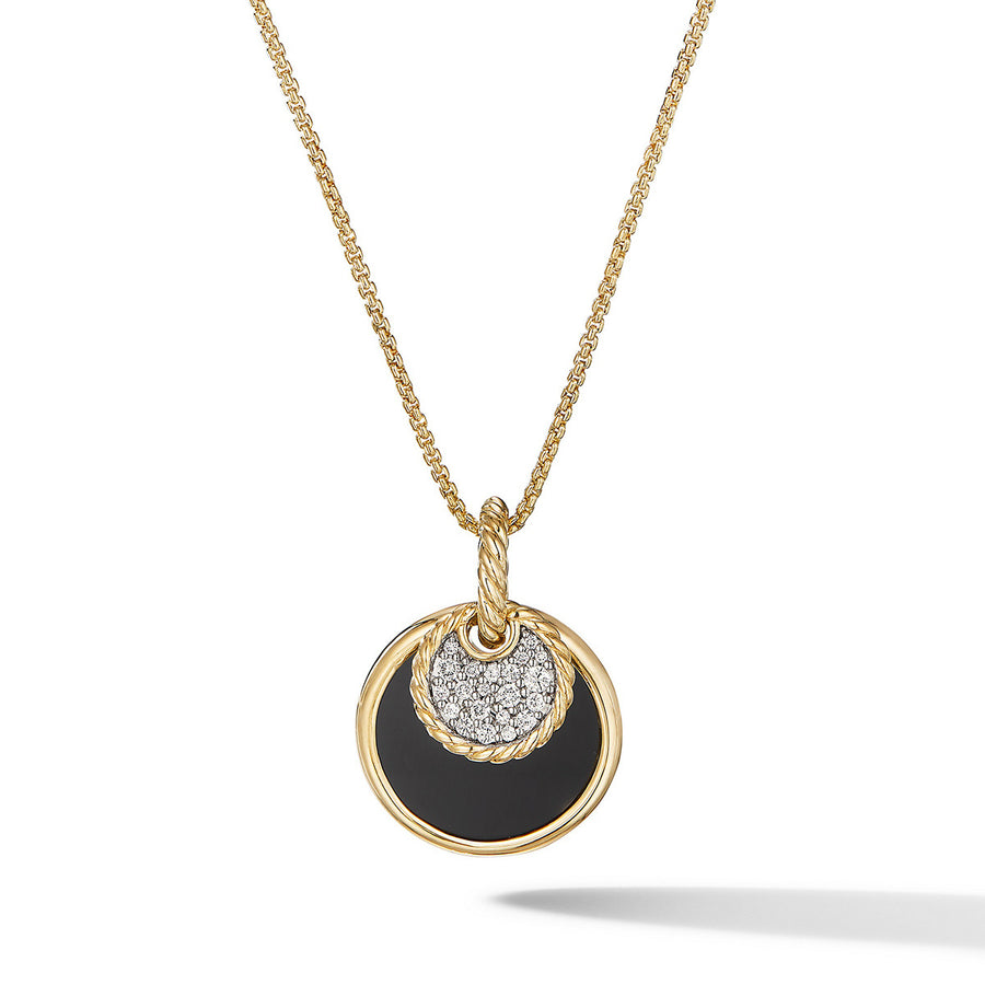 Convertible Pendant Necklace with Black Onyx and Mother of Pearl and Pave Diamonds
