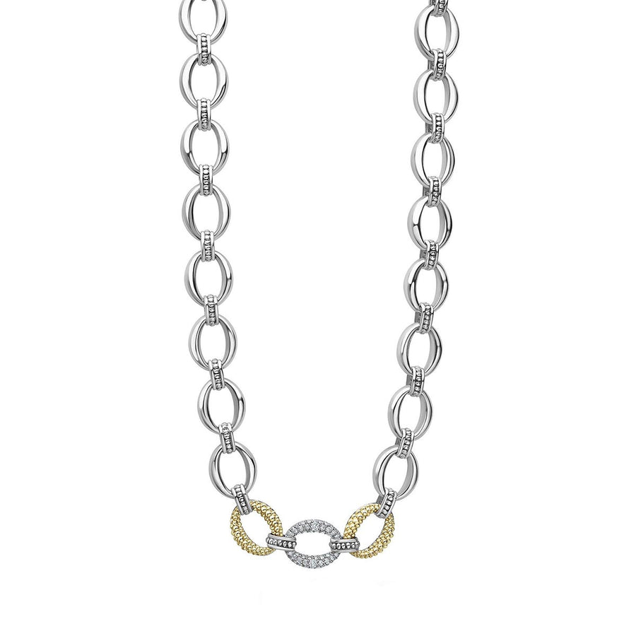 Single Station Diamond Link Necklace