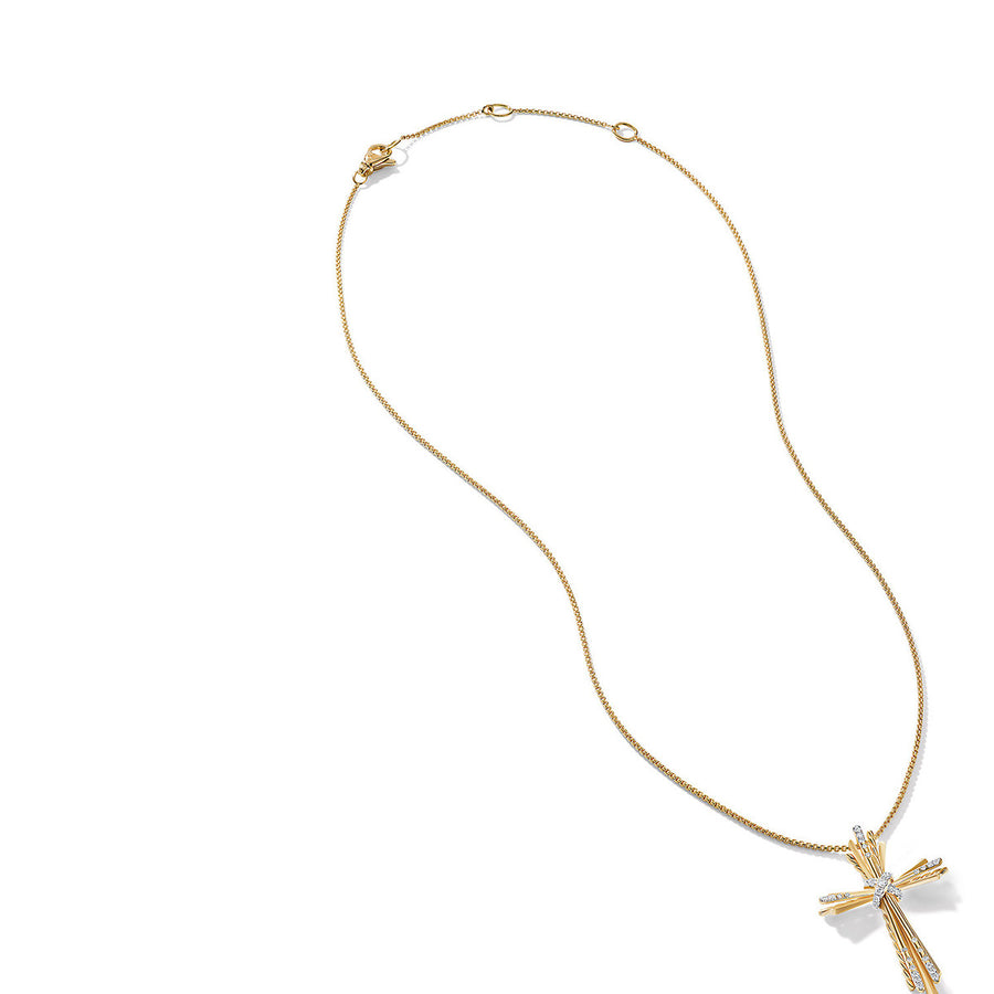 Cross Necklace in 18K Yellow Gold with Pave Diamonds