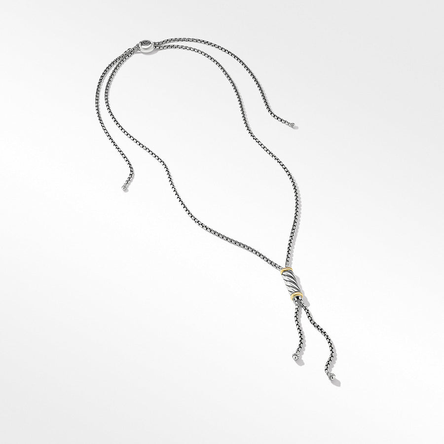 Sculpted Cable Lariat Necklace with 18K Yellow Gold