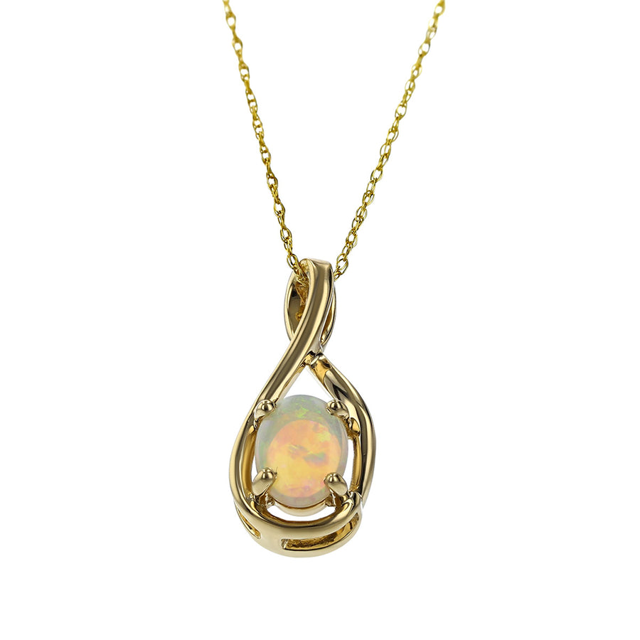 Oval Cabochon Australian White Opal Pendant
