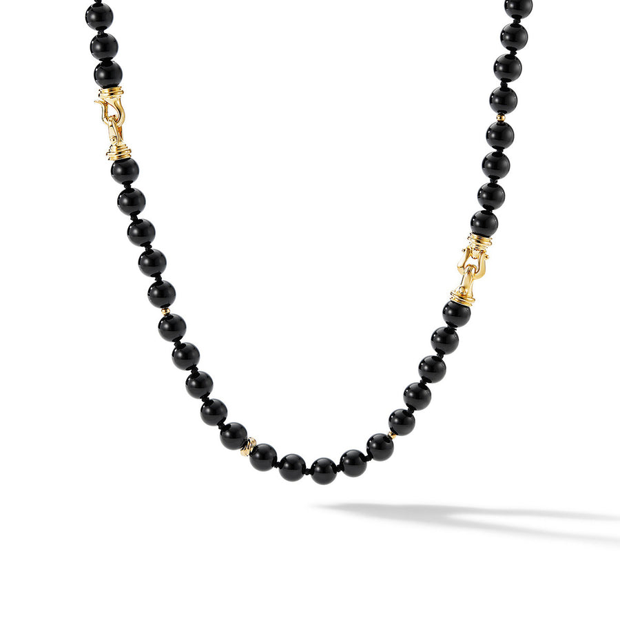 DY Signature Large Black Onyx Bead Necklace with 18K Yellow Gold Buckle