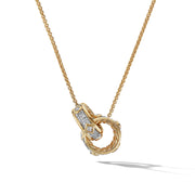 Double Pendant Necklace in 18K Yellow Gold with Full Pave Diamonds