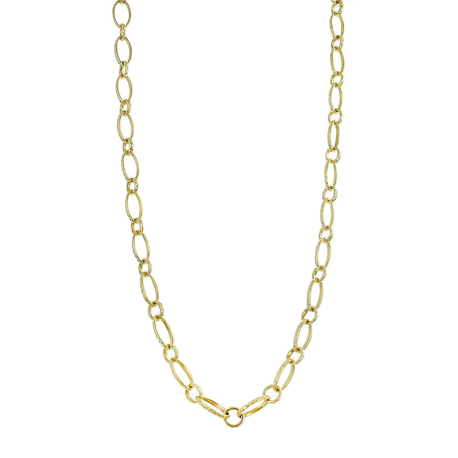 18-Inch 18K Yellow Gold Textured Link Necklace