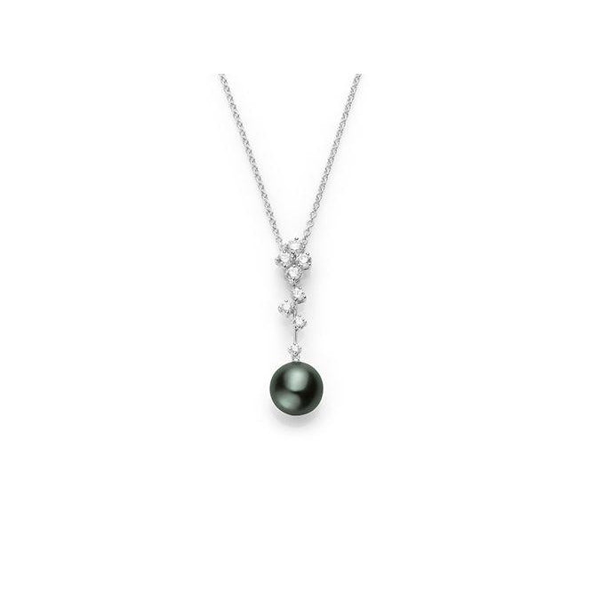 Classic Black South Sea Pearl and Diamond Pendant Necklace