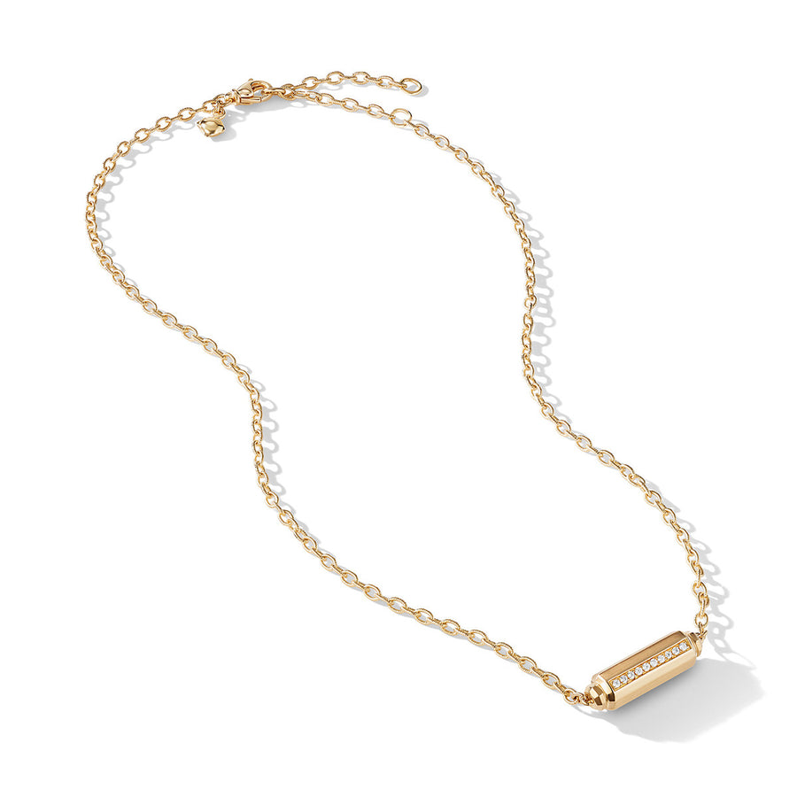 Barrels Station Necklace with Diamonds in 18K Gold