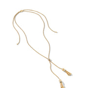 Angelika Tassel Necklace in 18K Yellow Gold with Pave Diamonds