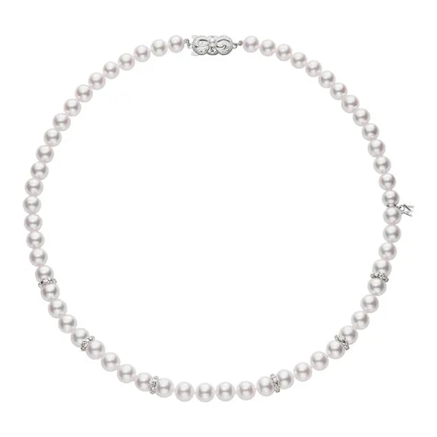 Akoya Cultured Pearl Strand with Diamond Rondelles