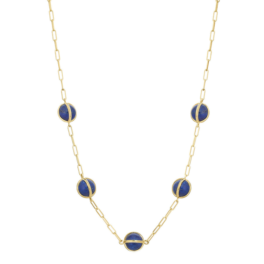 Celest Lapis Lazuli 18-Inch Paperclip Chain Necklace