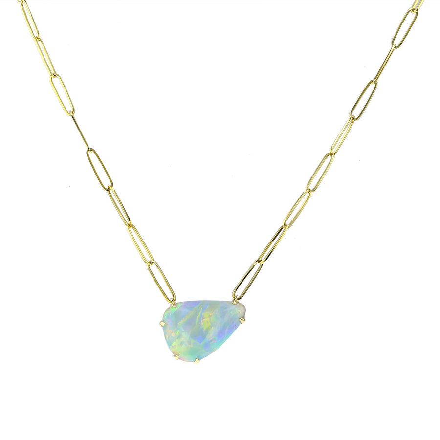 14K Yellow Gold Australian Opal Pendant Necklace