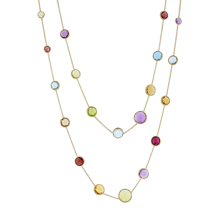 18K Yellow Gold Mixed Gemstone Long Necklace