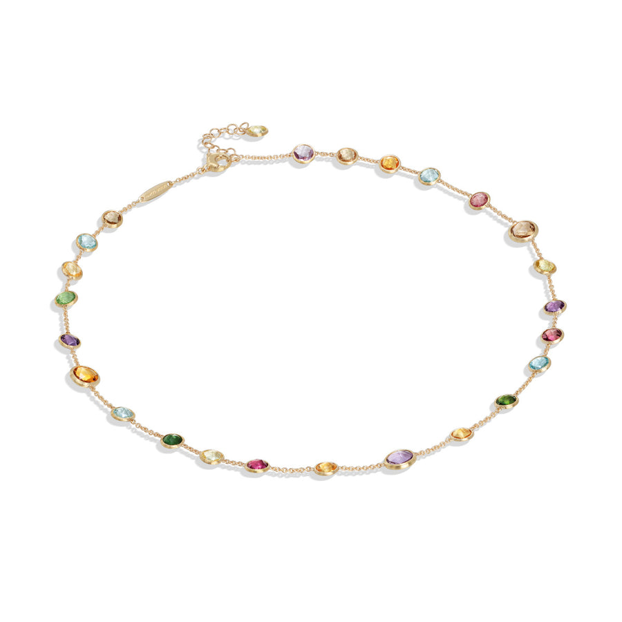18K Yellow Gold Mixed Gemstone Small Bead Necklace
