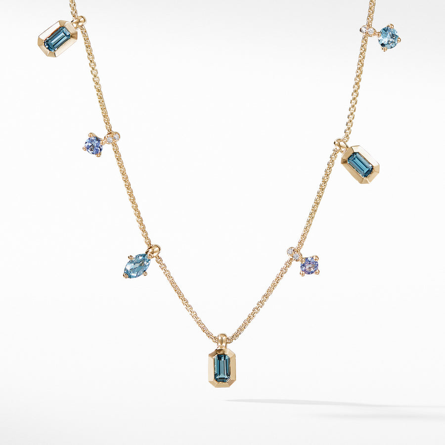 Novella Necklace in Hampton Blue Topaz and Aquamarine with Diamonds