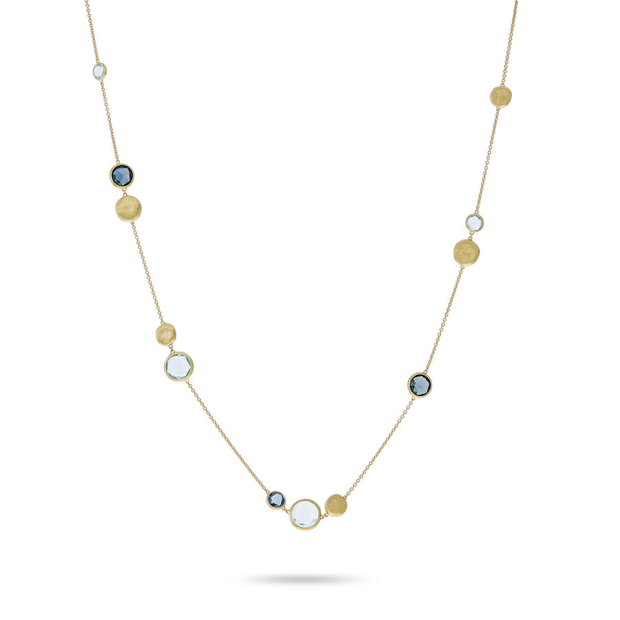 18K Yellow Gold Mixed Blue Topaz Necklace