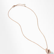 Chatelaine Pave Bezel Pendant Necklace in 18K Rose Gold with Morganite