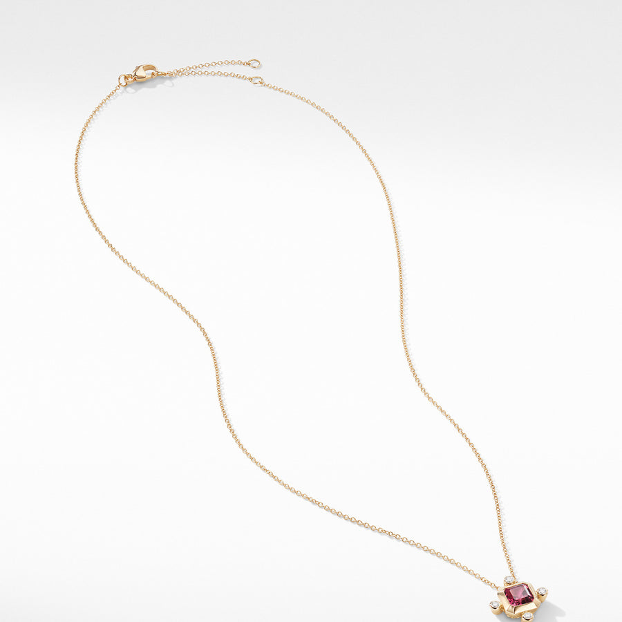 Novella Pendant Necklace in 18K Yellow Gold Pink Tourmaline with Diamonds