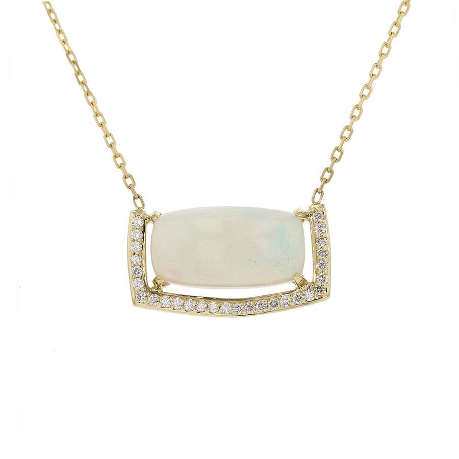 Cabochon Ethiopian Opal and Diamond Necklace