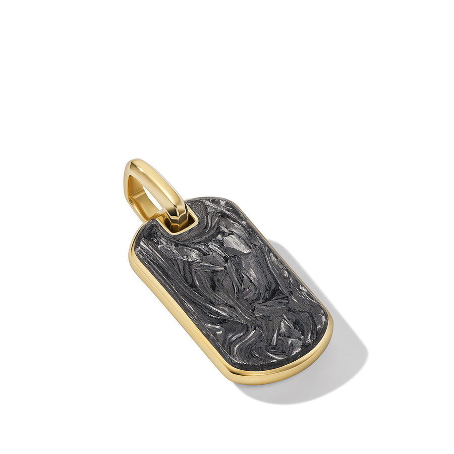 Forged Carbon Tag in 18K Yellow Gold