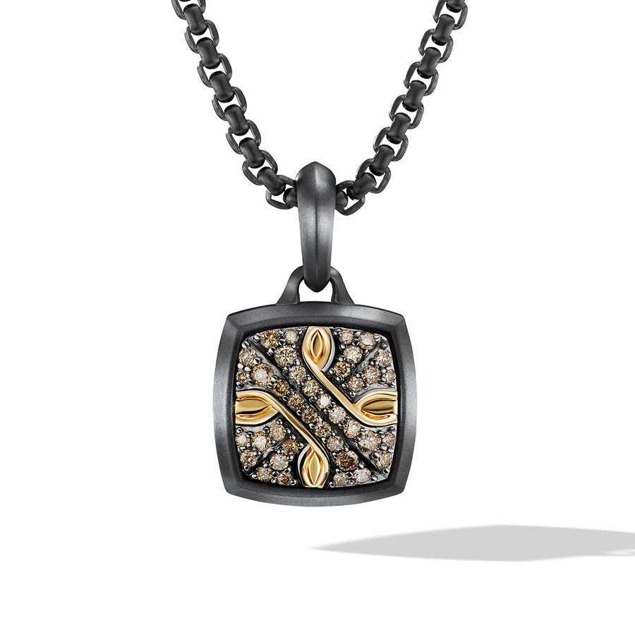 Amulet in Black Titanium with 18K Yellow Gold and Pave Cognac Diamonds